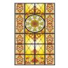 Yellow Privacy Static Window Film European Style Stained Glass Window Film Church No Glue Frosted Window Film,15x47 inch