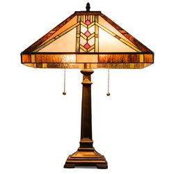 Tiffany-Style 2-Light Table Lamp w/ 16" Glass Lampshade