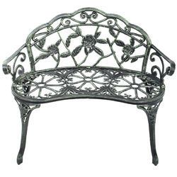 Outdoor Cast Aluminum Patio Bench Antique Rose