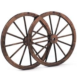 Set of 2 30 In Decorative Vintage Wood Garden Wagon Wheel