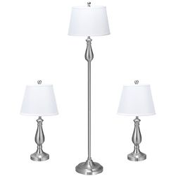 3 pcs Brushed Nickel Lamp Set