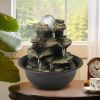 8.3inches Rock Cascading Tabletop Fountain with LED Light for Home Office Bedroom Relaxation