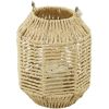 DecMode Brown Paper Handmade Decorative Candle Lantern with Glass Holder and Handle