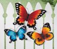 Indoor Outdoor Metal Butterflies Set of 3 Blue Yellow and Orange Butterflies