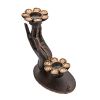 Prayer Hand Holding Flowers Carved Rain Tree Wood Candle Holder