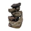 15inches Indoor Tabletop Rock Fountain Cascading Fountain with Led Light and Pump