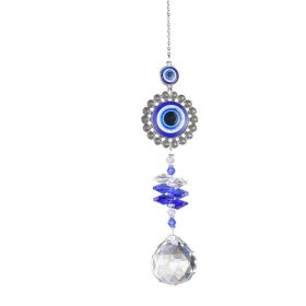 1pc Crystal Sun Catchers; Blue Butterfly Evil Eye Suncatcher Indoor Window With Prism Ball; Sunlight Rainbow Maker Good Luck Hanging Crystals Ornament (Style: Round)